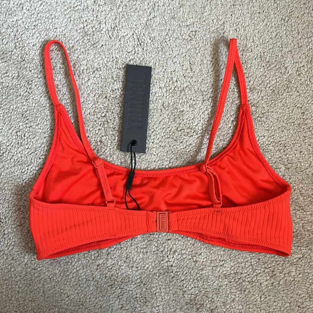NWT TRIANGL Maci Bright Orange Candy Ribbed Sporty Bikini Top Only size Medium - Picture 5 of 8